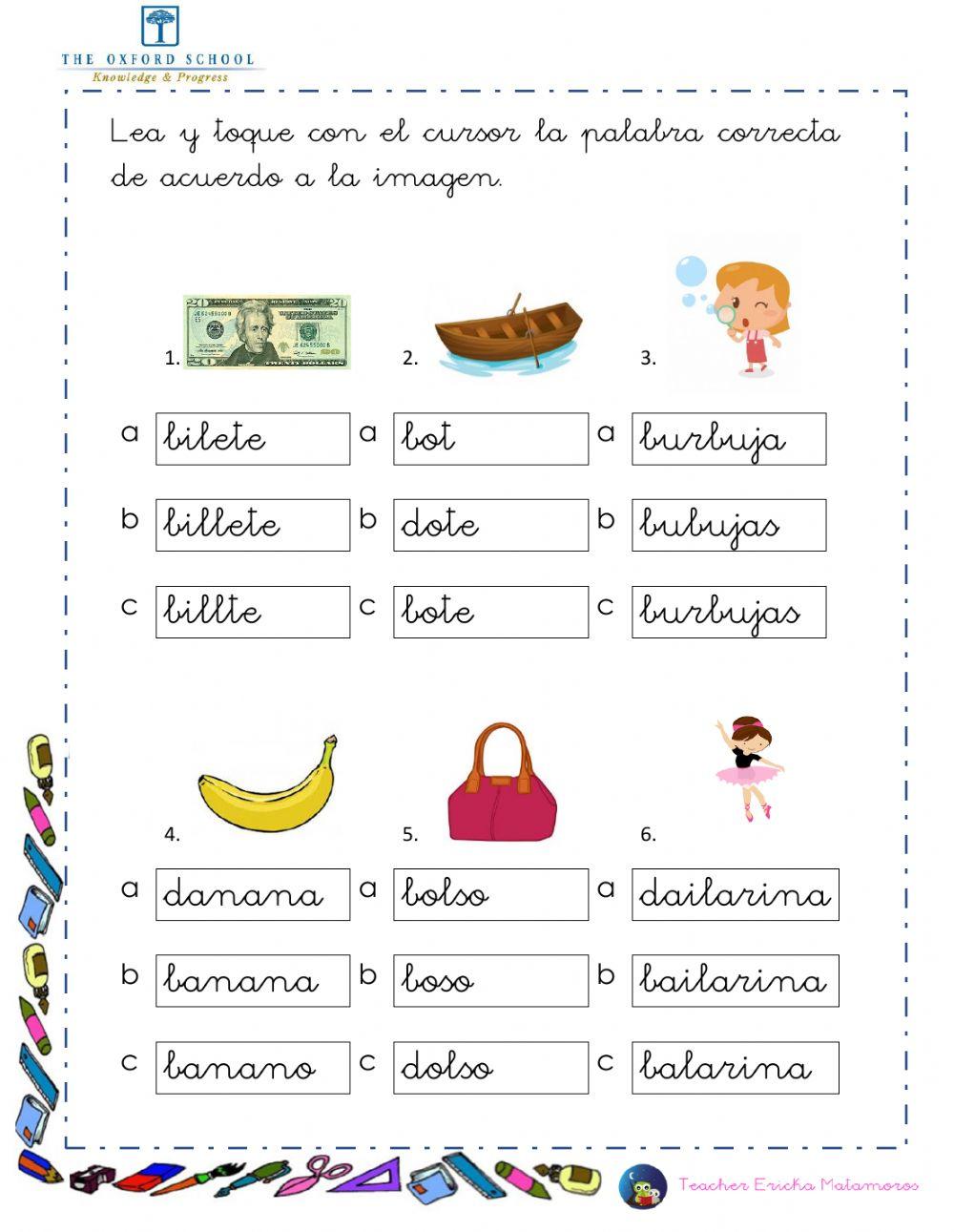 Reconocer palabras con b