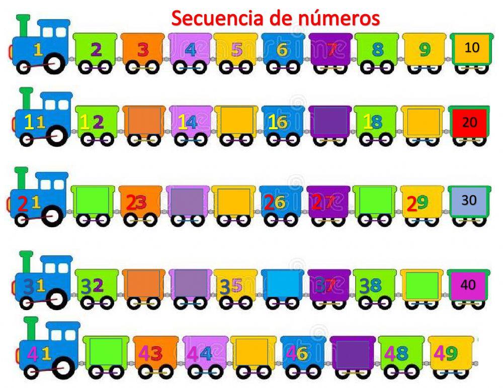 Secuencia de números del 1 al 49