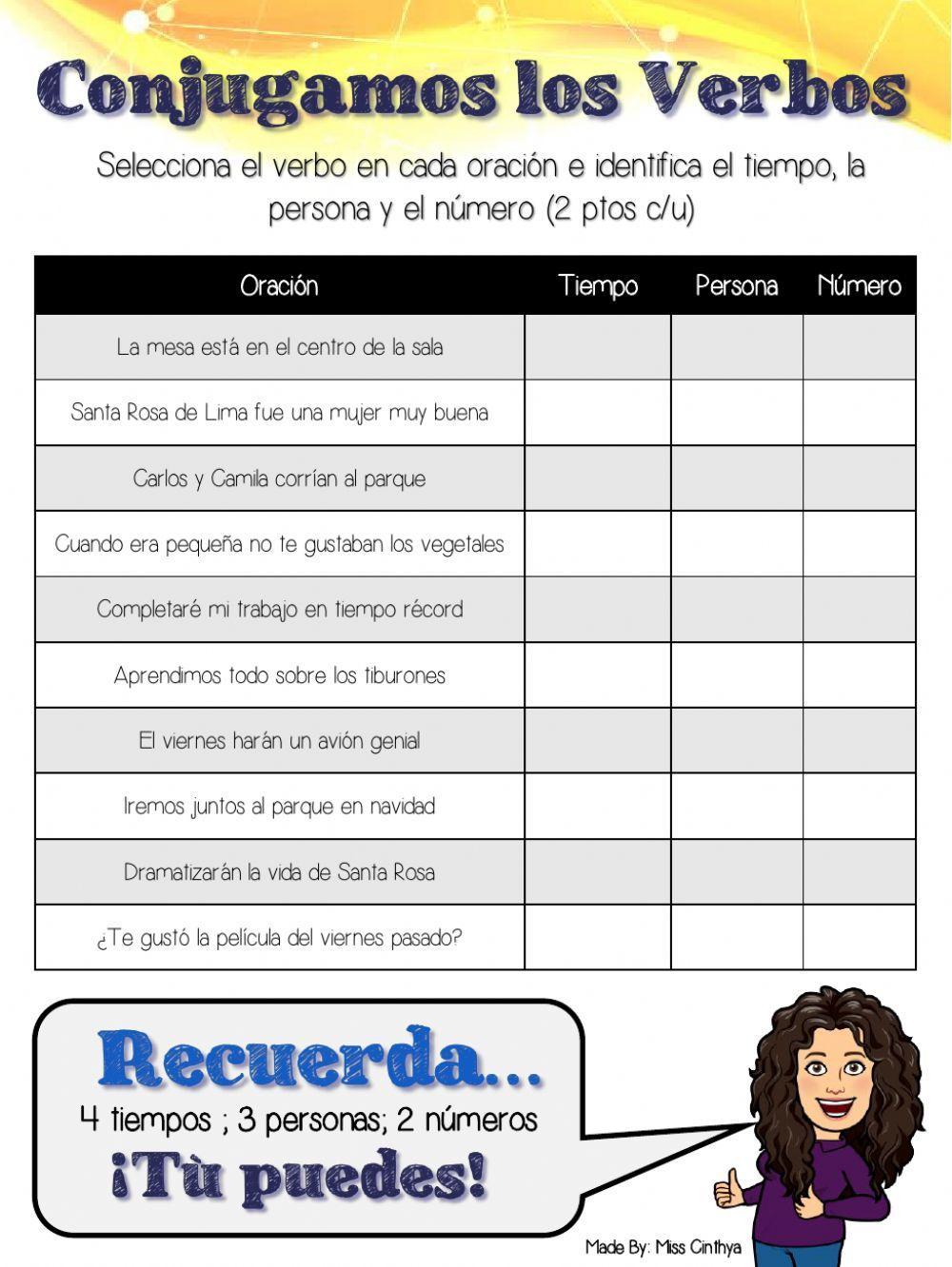 Conjugamos Verbos worksheet Live Worksheets