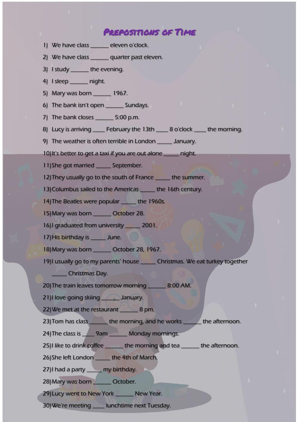 Prepositions of time