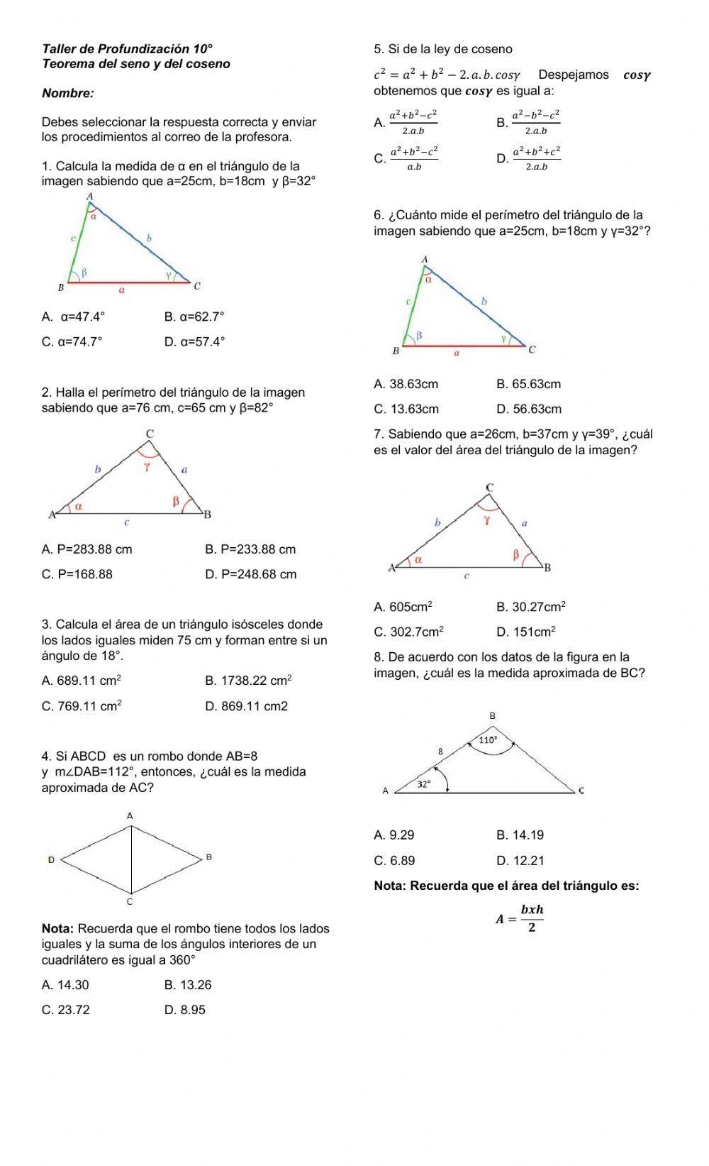 Taller de Profundización T. Seno y Coseno