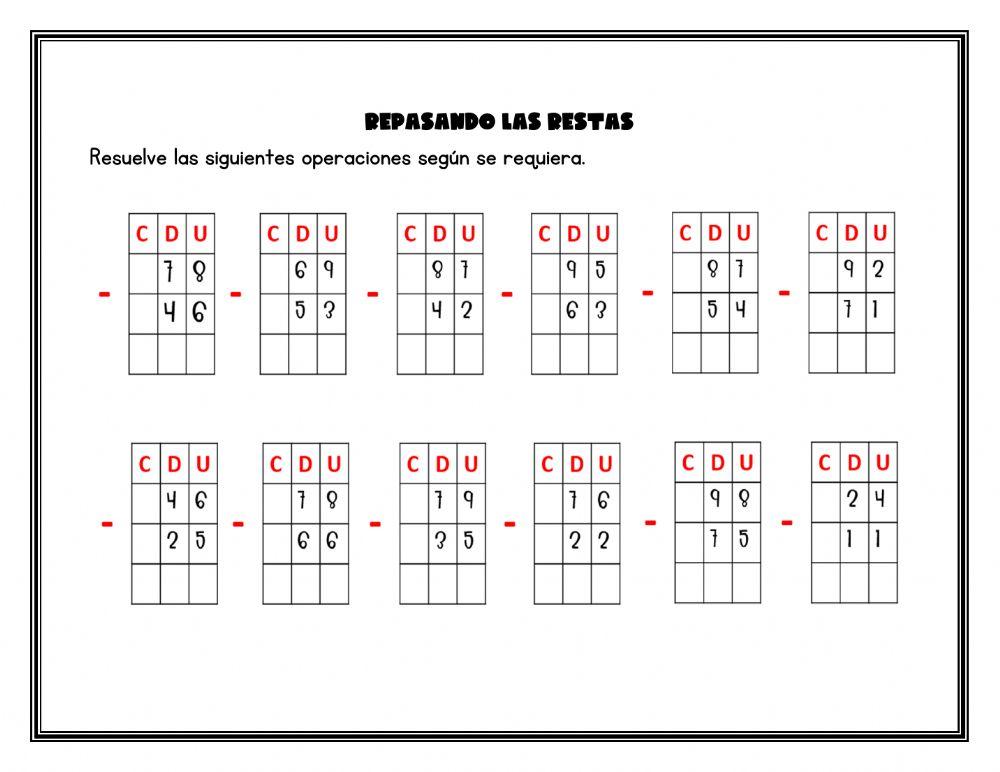 Repasando las restas