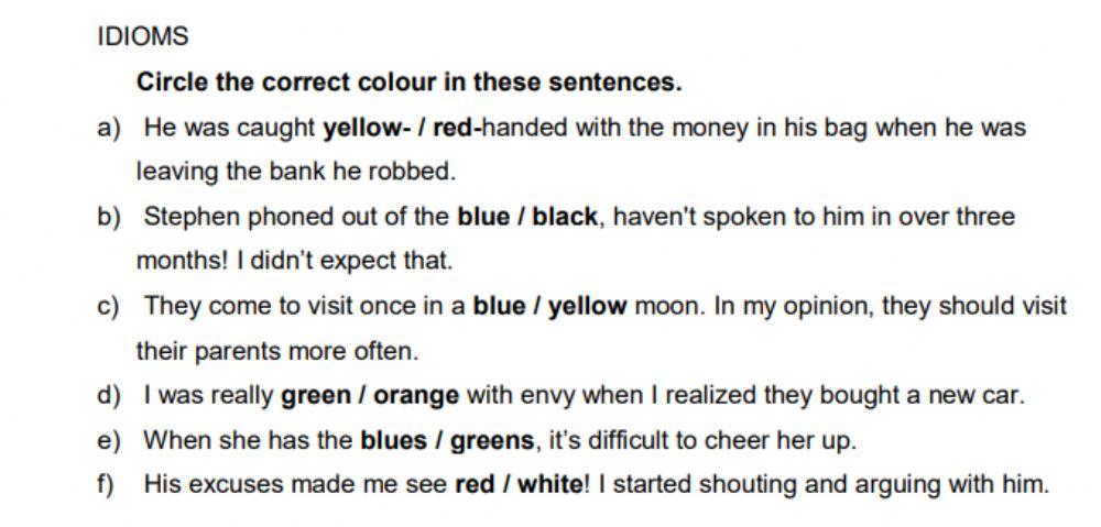 Idioms with colors