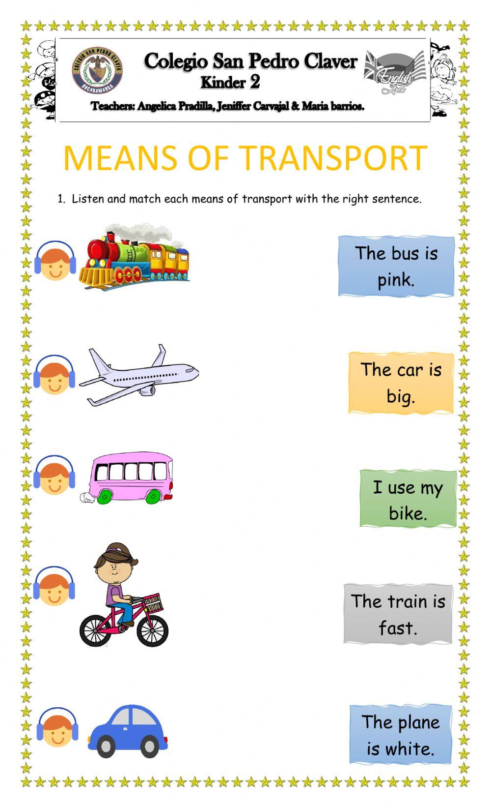 MEANS OF TRANSPORT - ESL worksheet by Aldjia