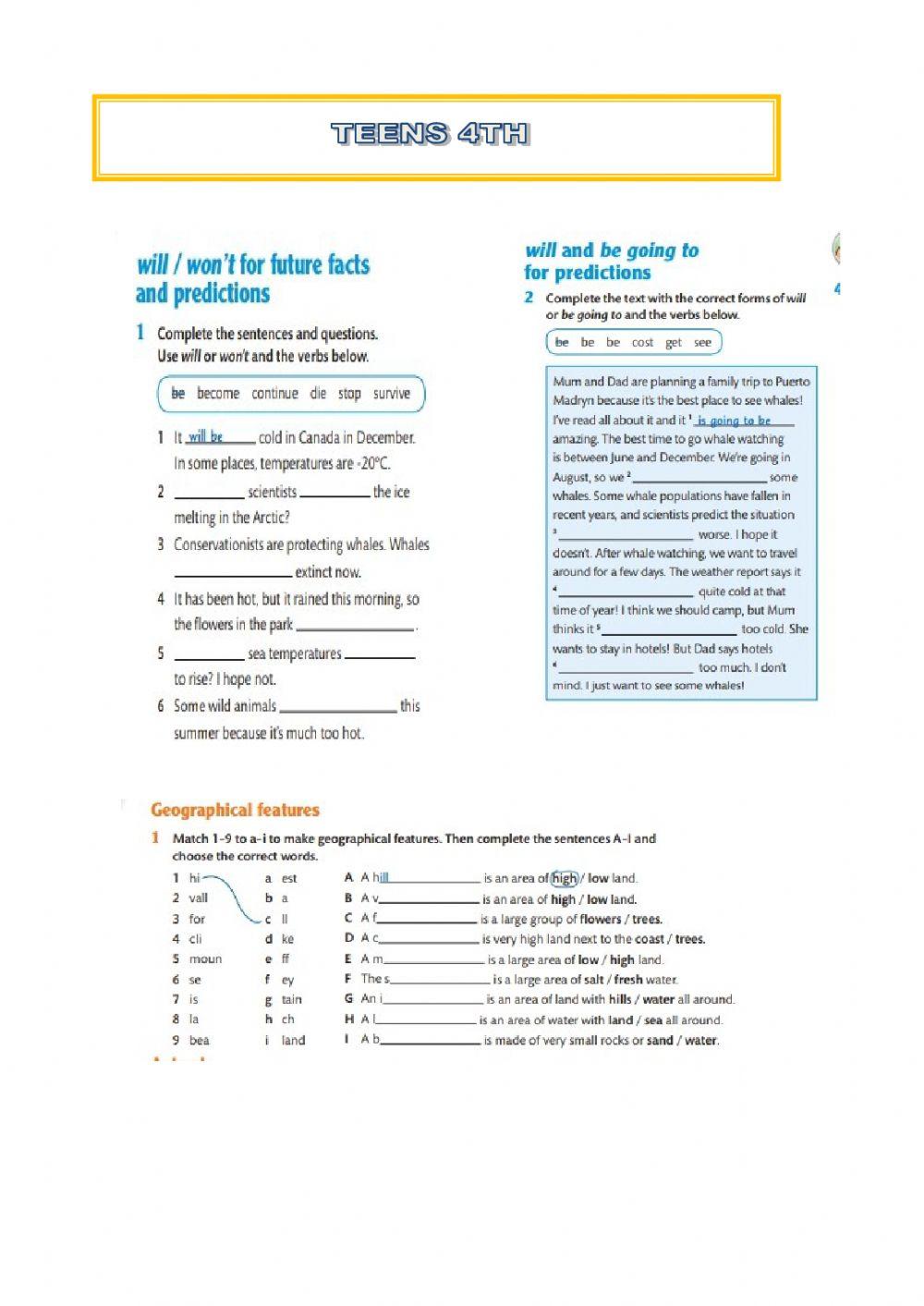 Grammar and vocabulary practice