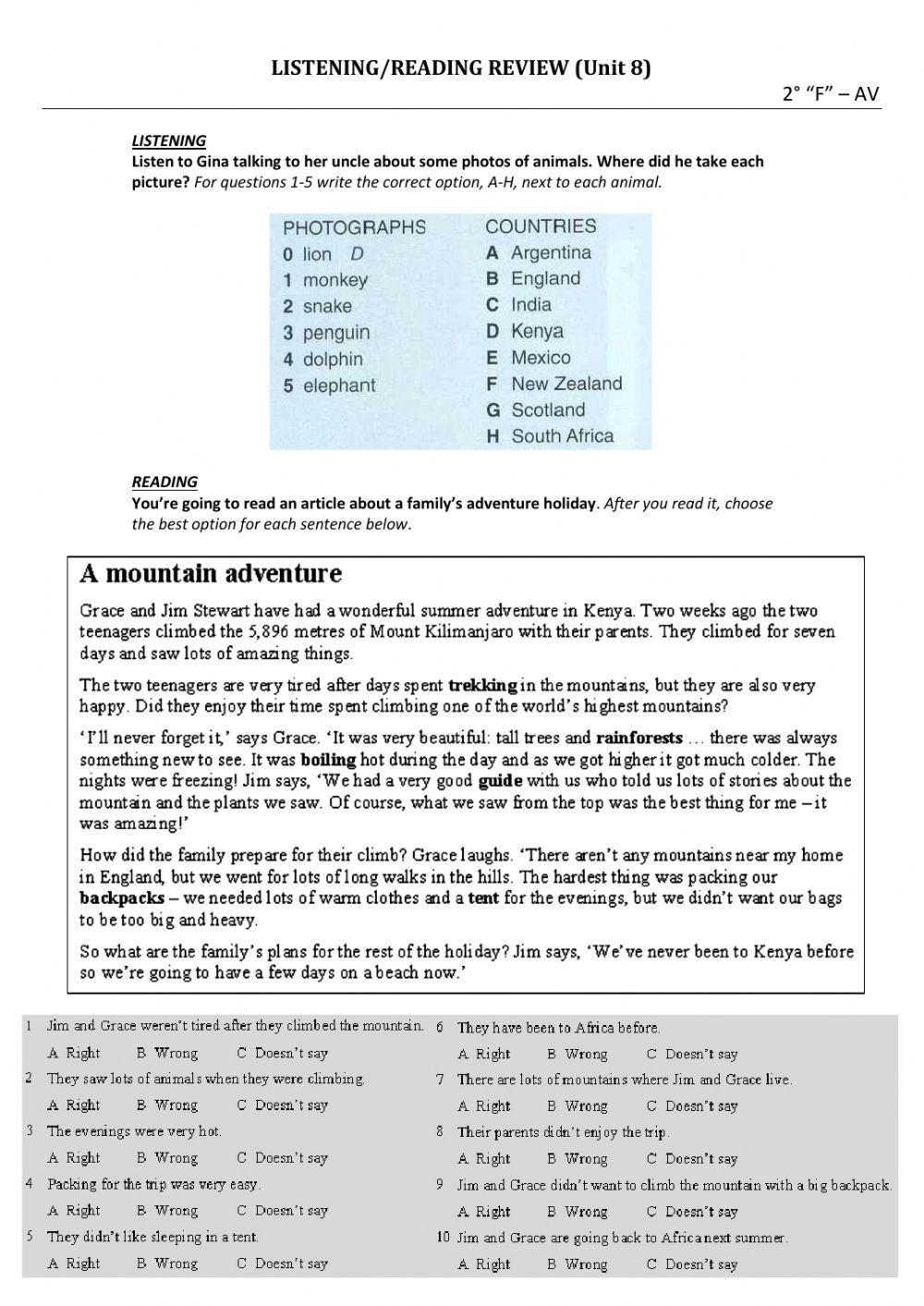 Listening and Reading (Nature)