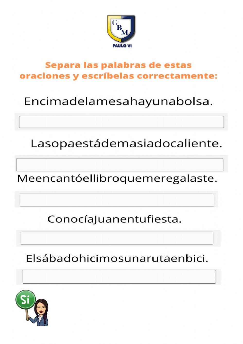 Separar y ordenar oraciones