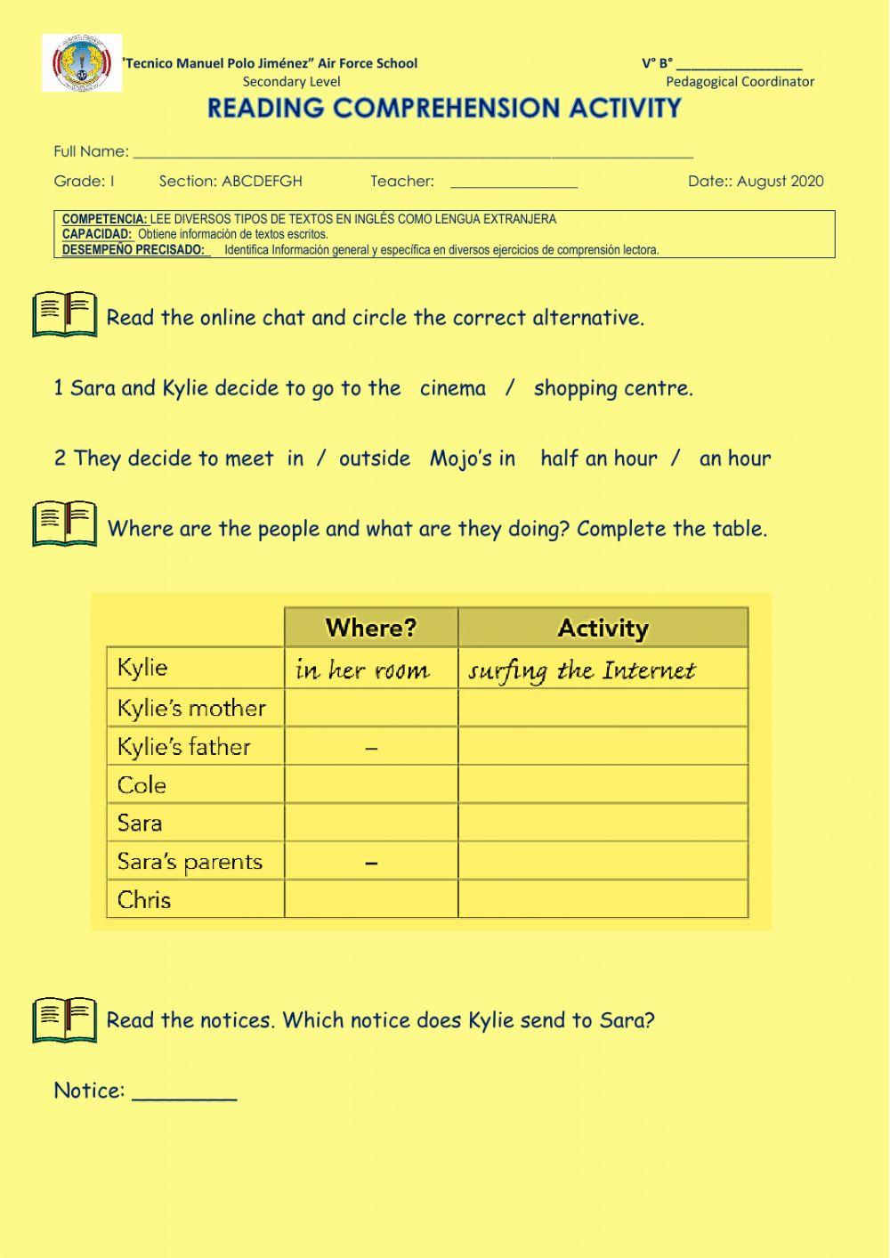 Reading Comprehension Practice