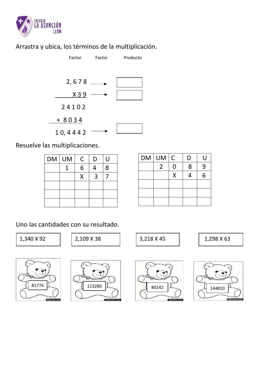 Multiplicación de dos cifras