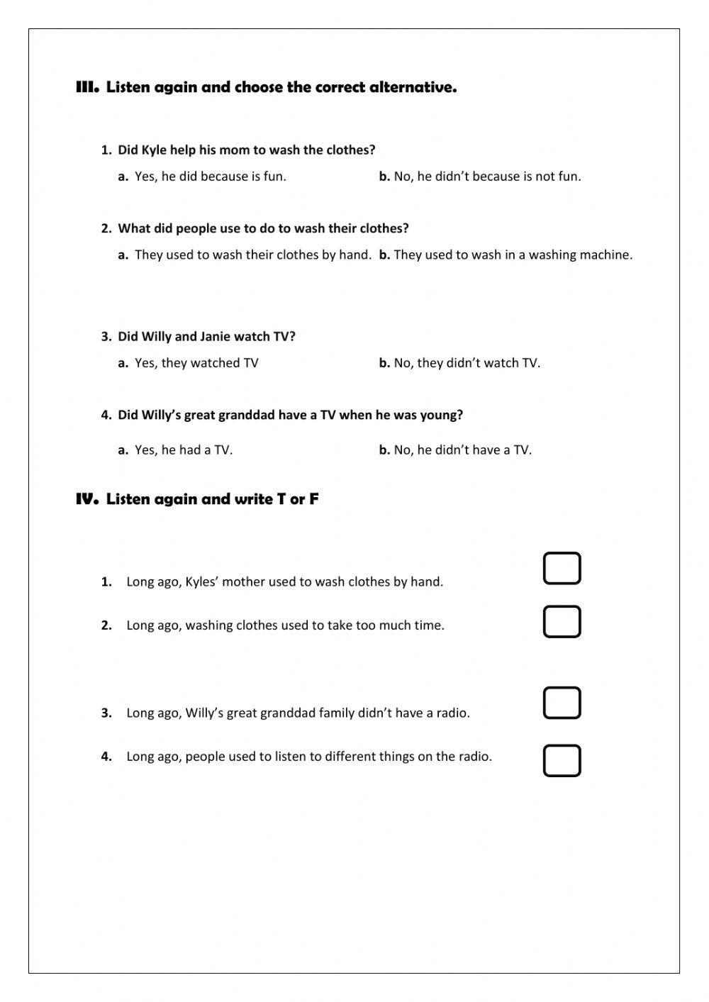 4th Grade - Unit 6 - Listening