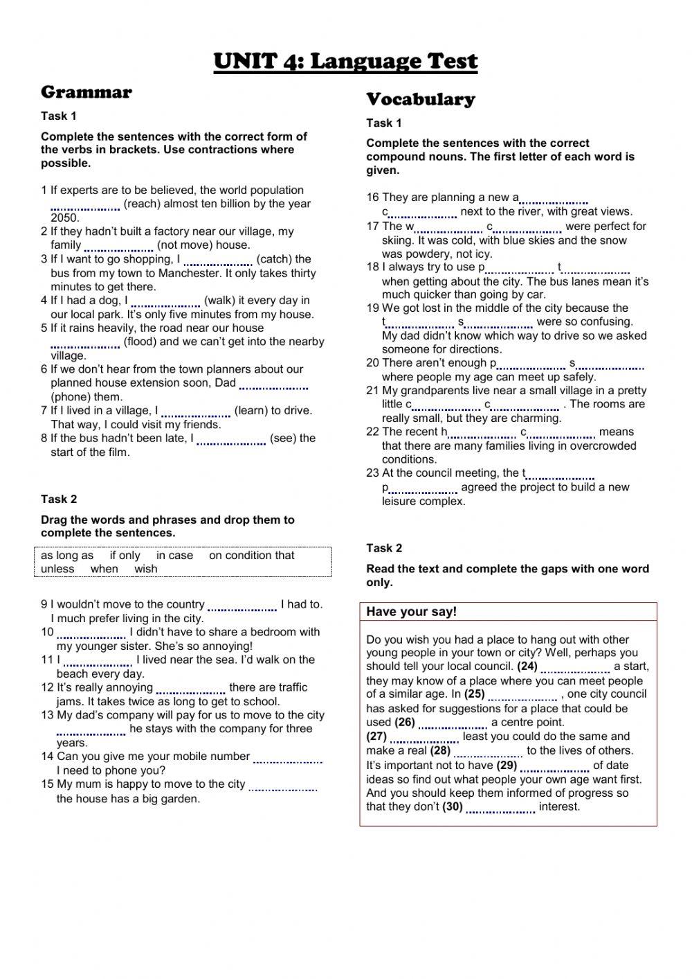 FCE Use of English Test - Unit 4