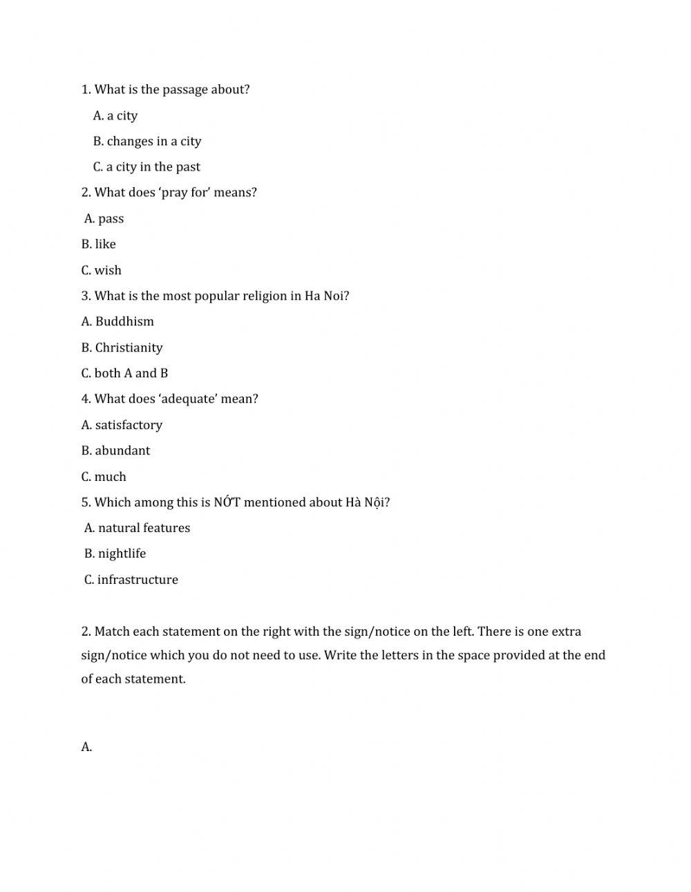 Lớp 9 - Unit 2 CITY LIFE-READING - Sách Mềm