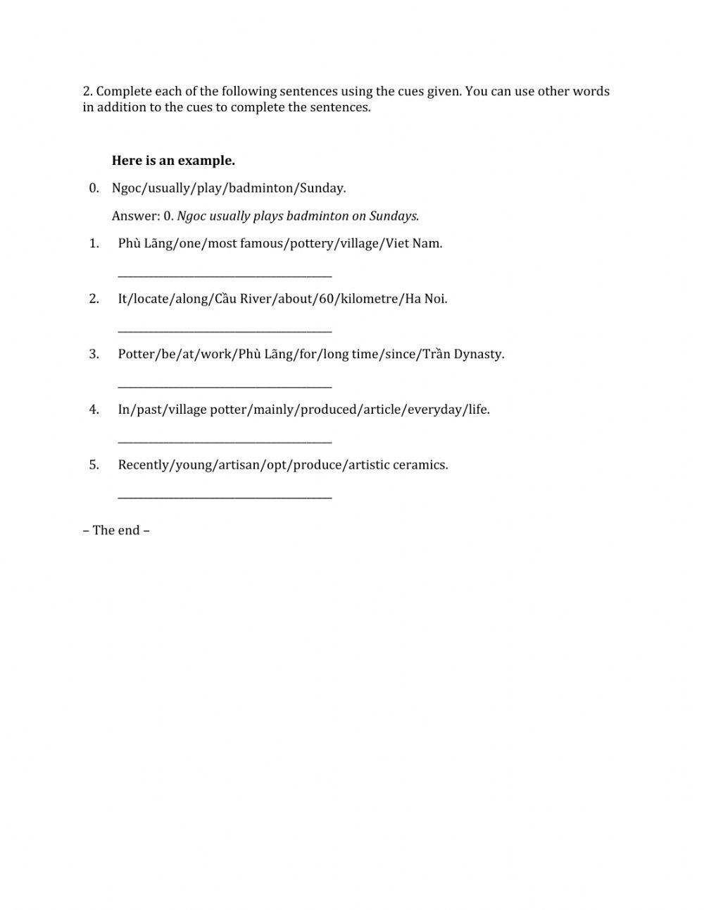 Lớp 9 - Unit 2 CITY LIFE-WRITING -