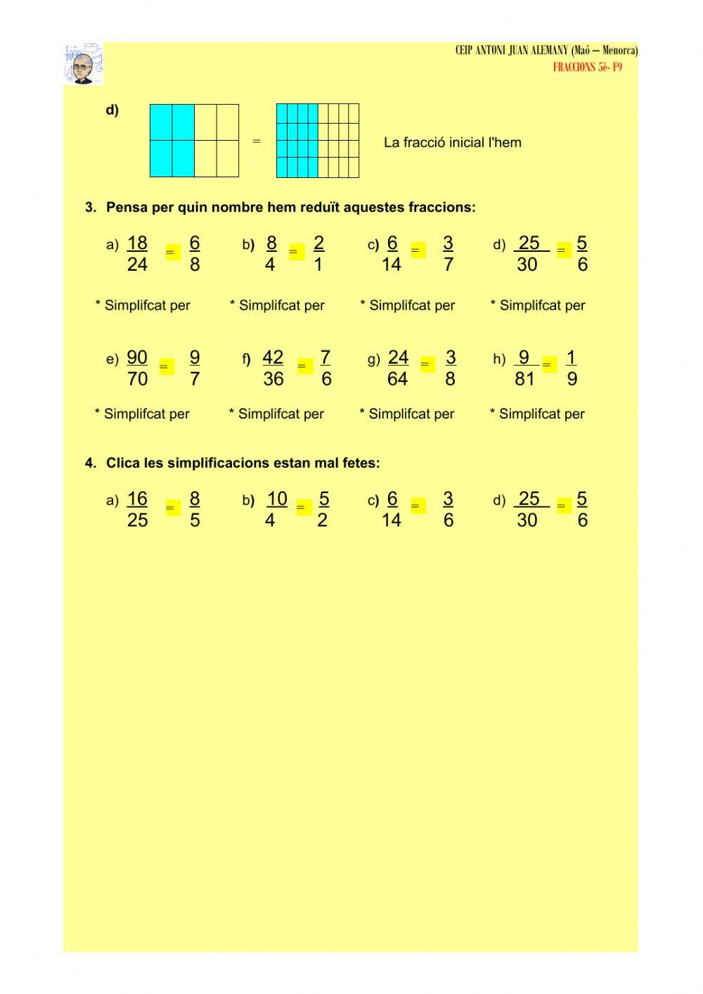 Simplificam fraccions