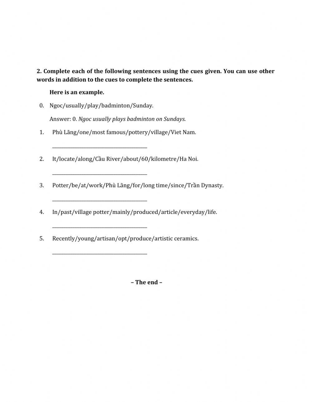 Lớp 9 - Unit 1 LOCAL ENVIRONMENT-WRITING