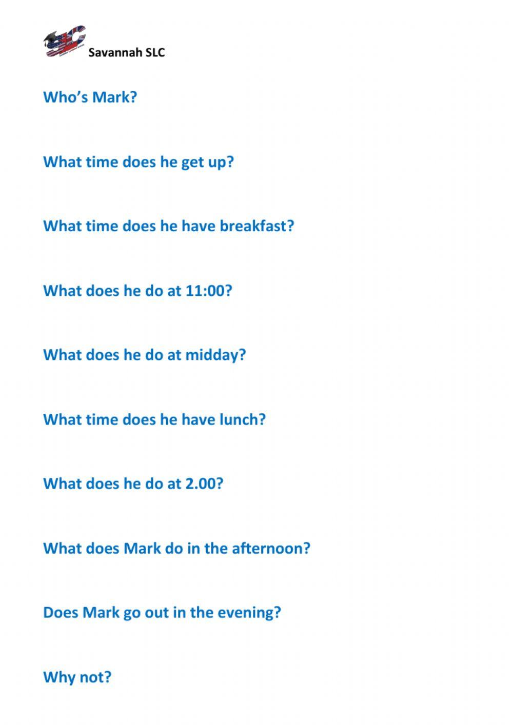Mark worksheet | Live Worksheets