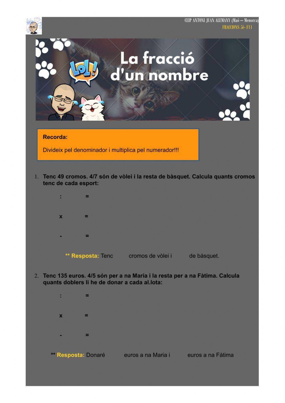 La fracció d'un nombre