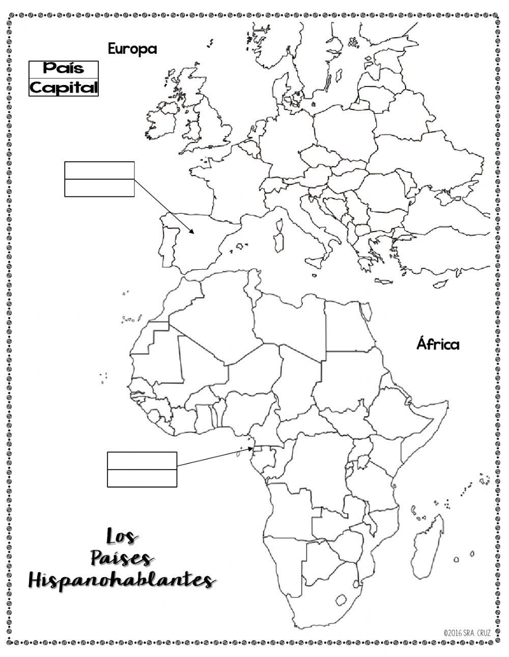 Spanish Speaking Countries Maps and Capitals online exercise for