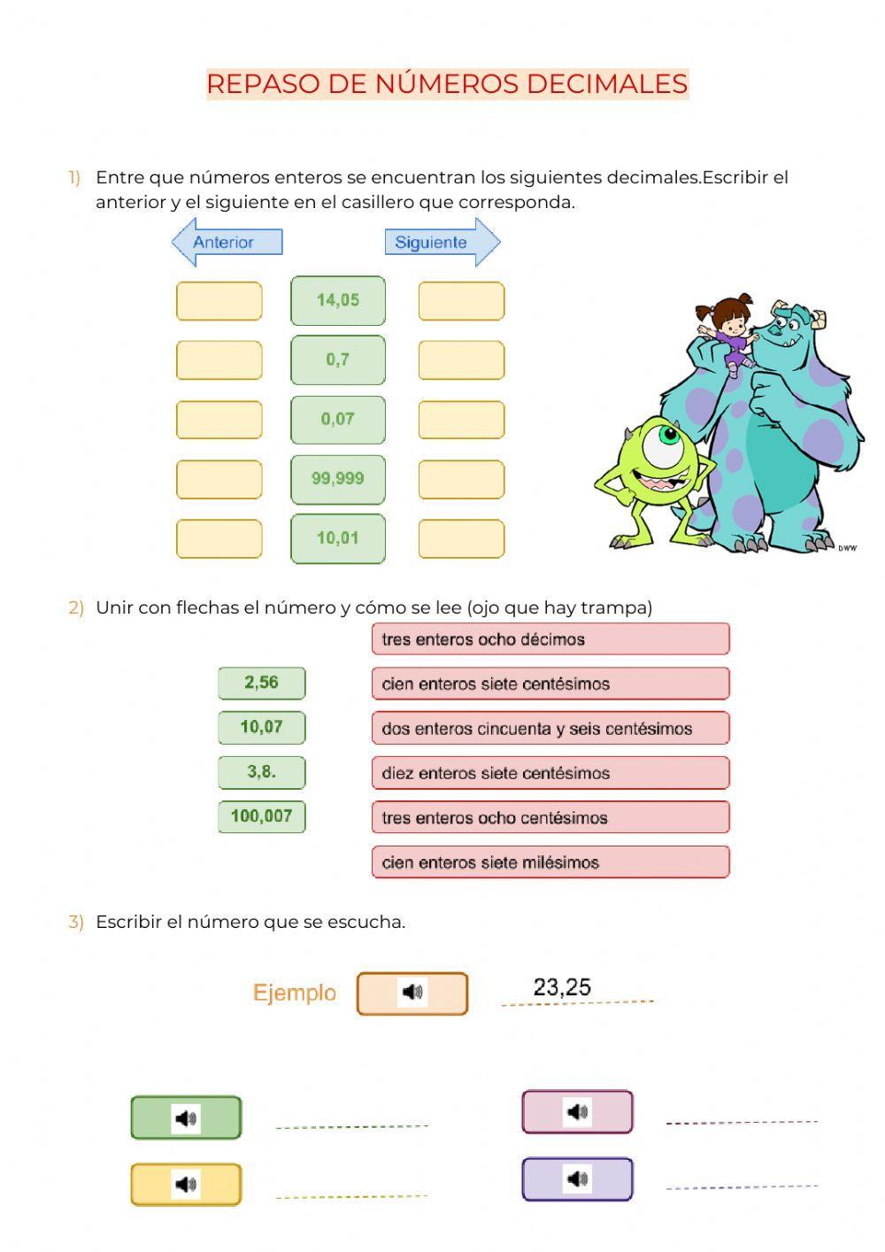 Repaso de números decimales