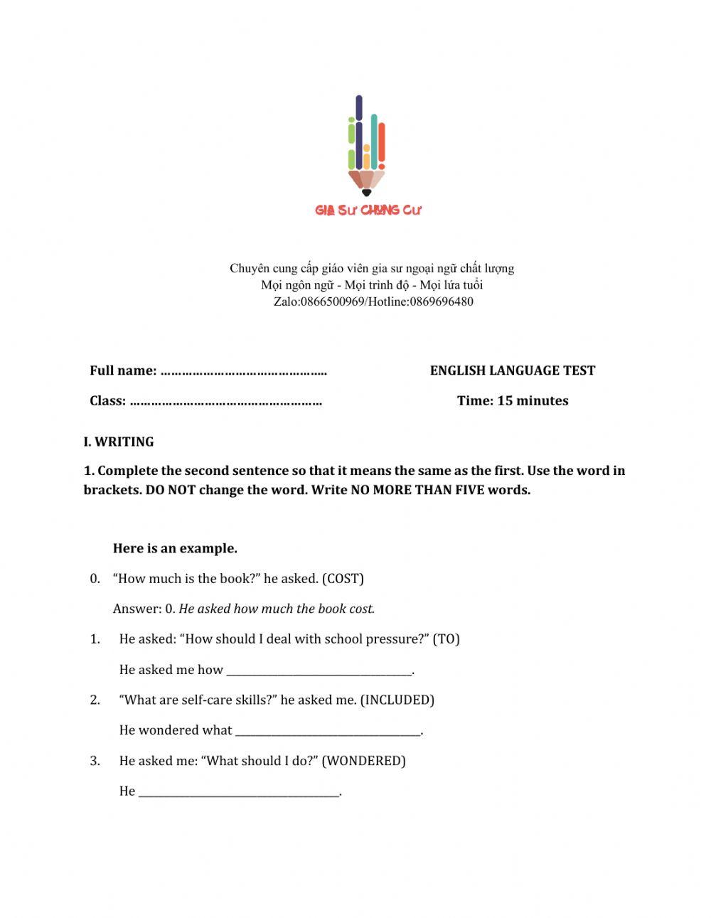 Lớp 9 - Unit 3 TEEN STRESS AND PRESSURE-WRITING - Sách Mềm