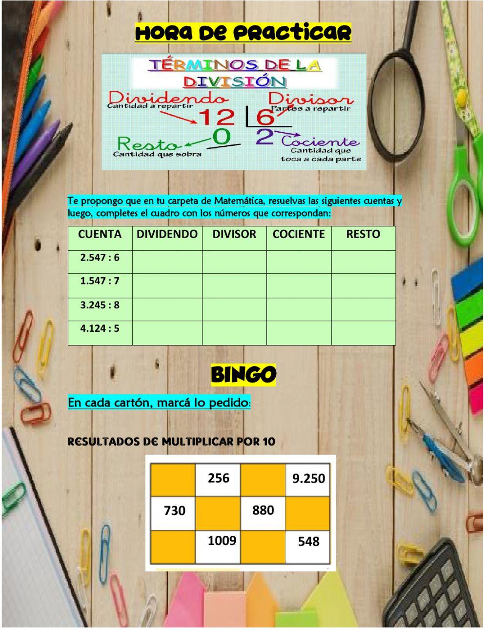 Multiplicación y división