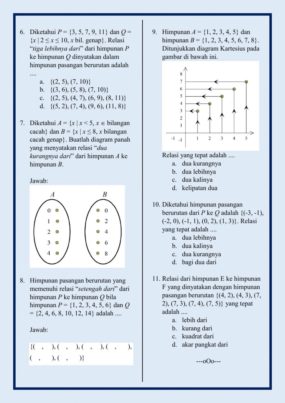 Pengertian dan Penyajian Relasi