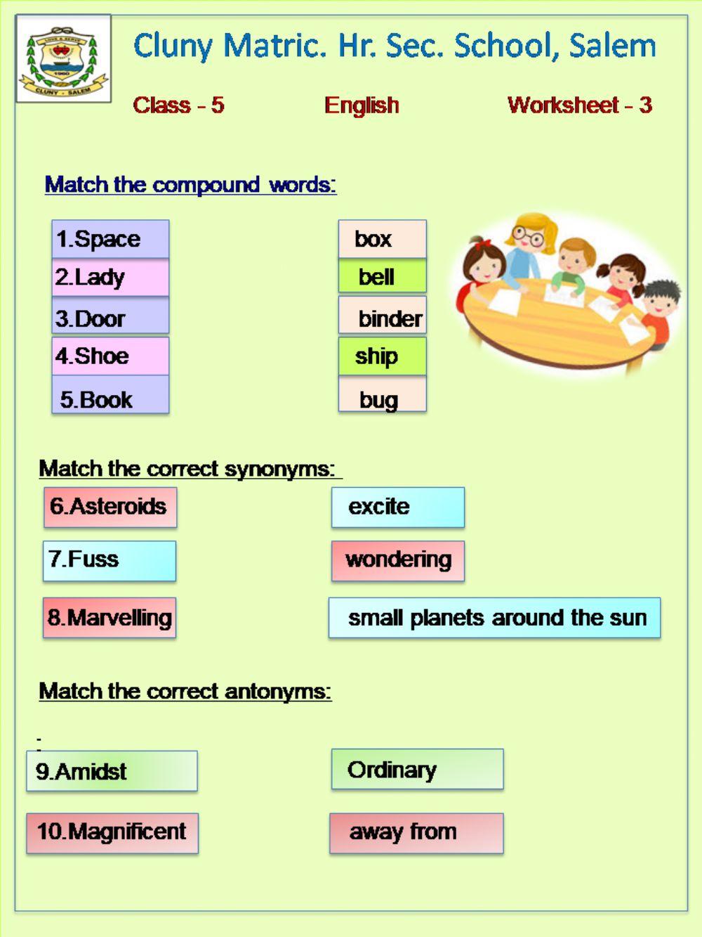 Class 5 English Worksheet - 3