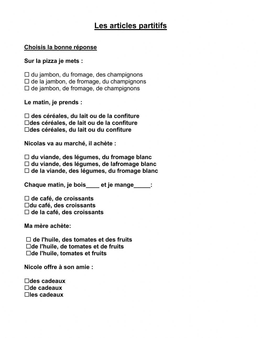 Les articles partitifs