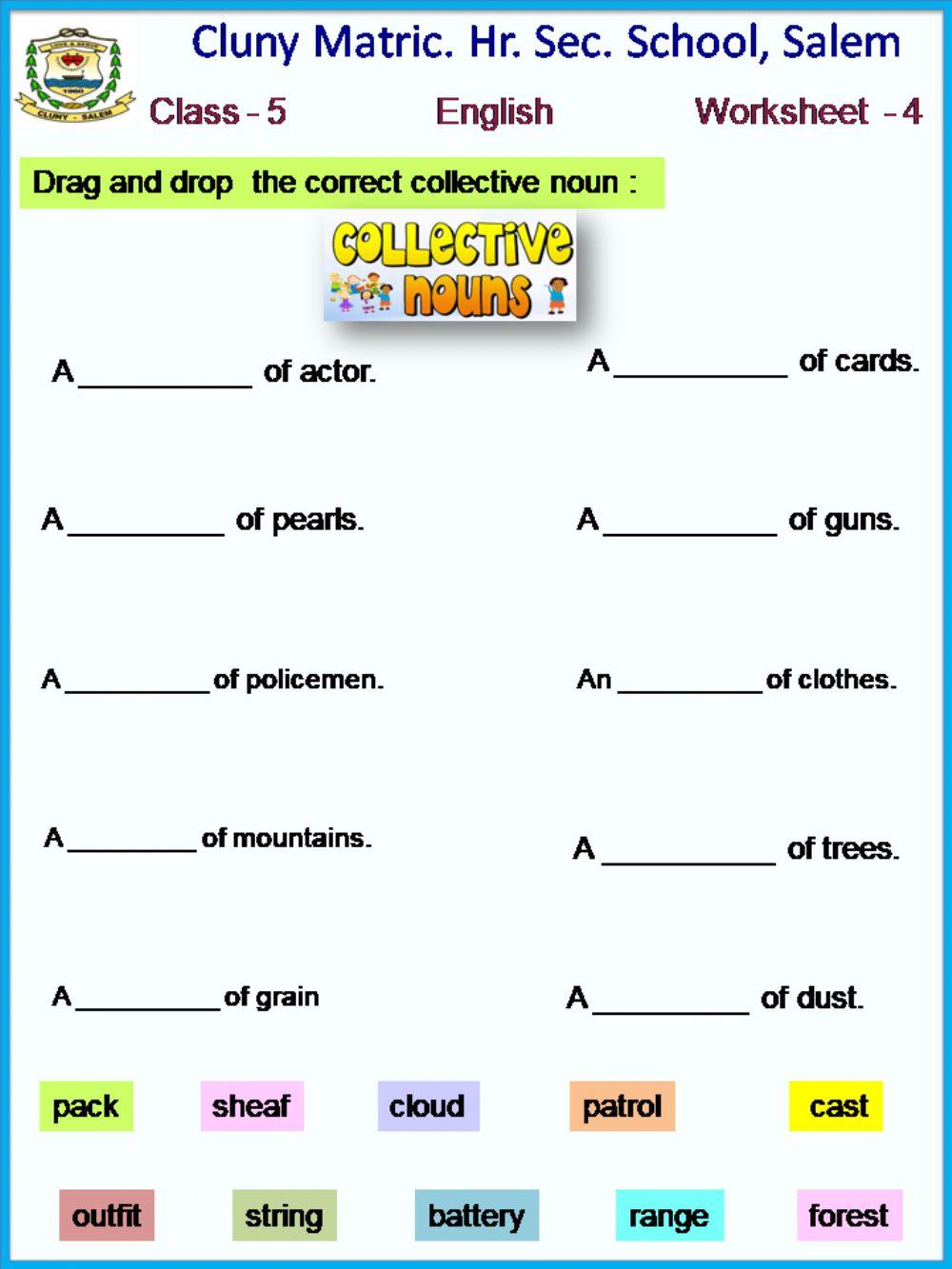 Class 5 English worksheet - 4