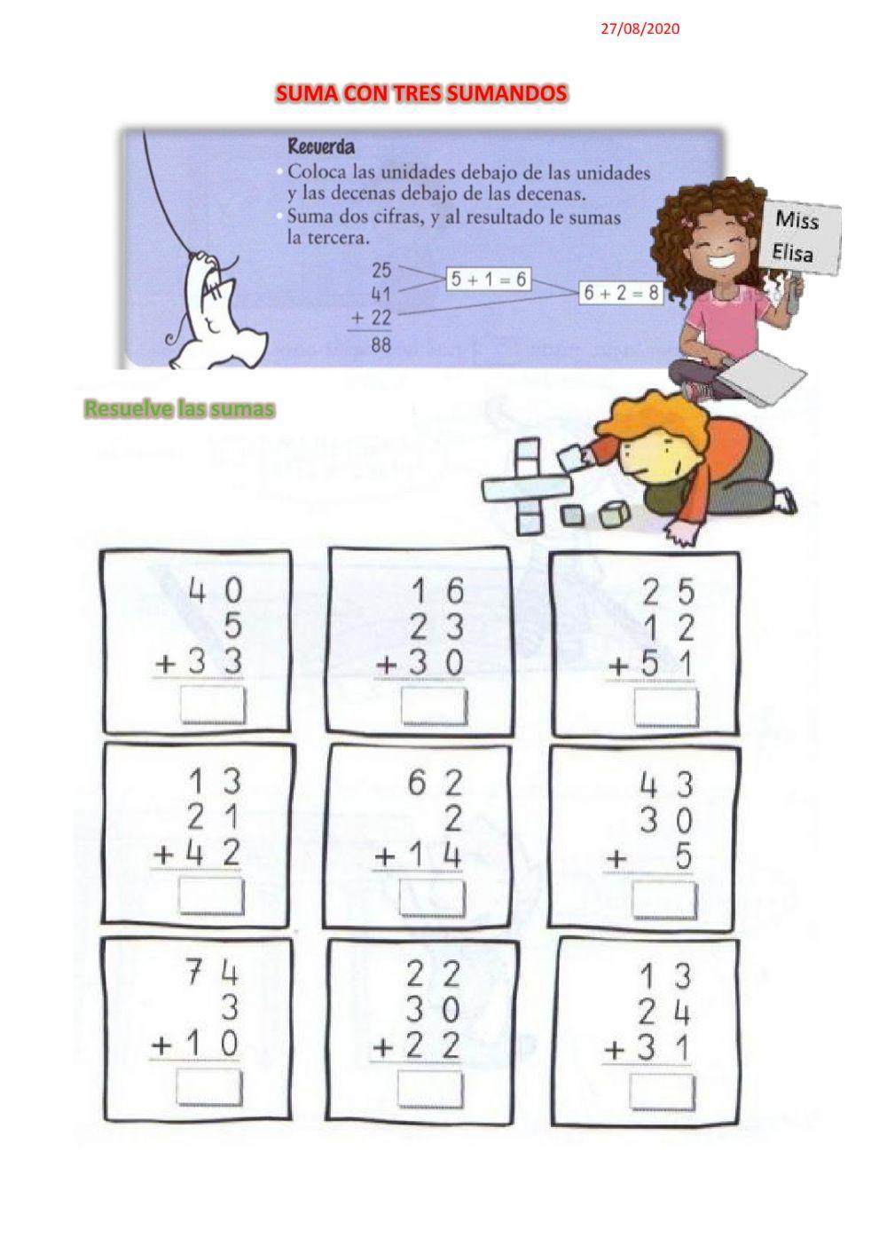 Adición con 3 sumados