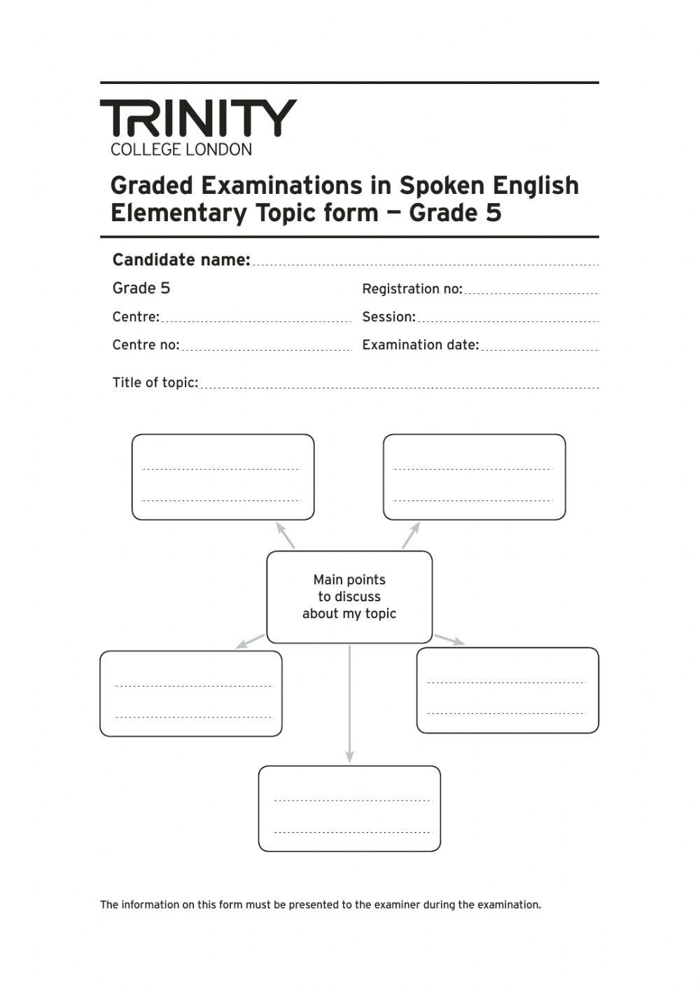 GESE 5 Topic form worksheet | Live Worksheets