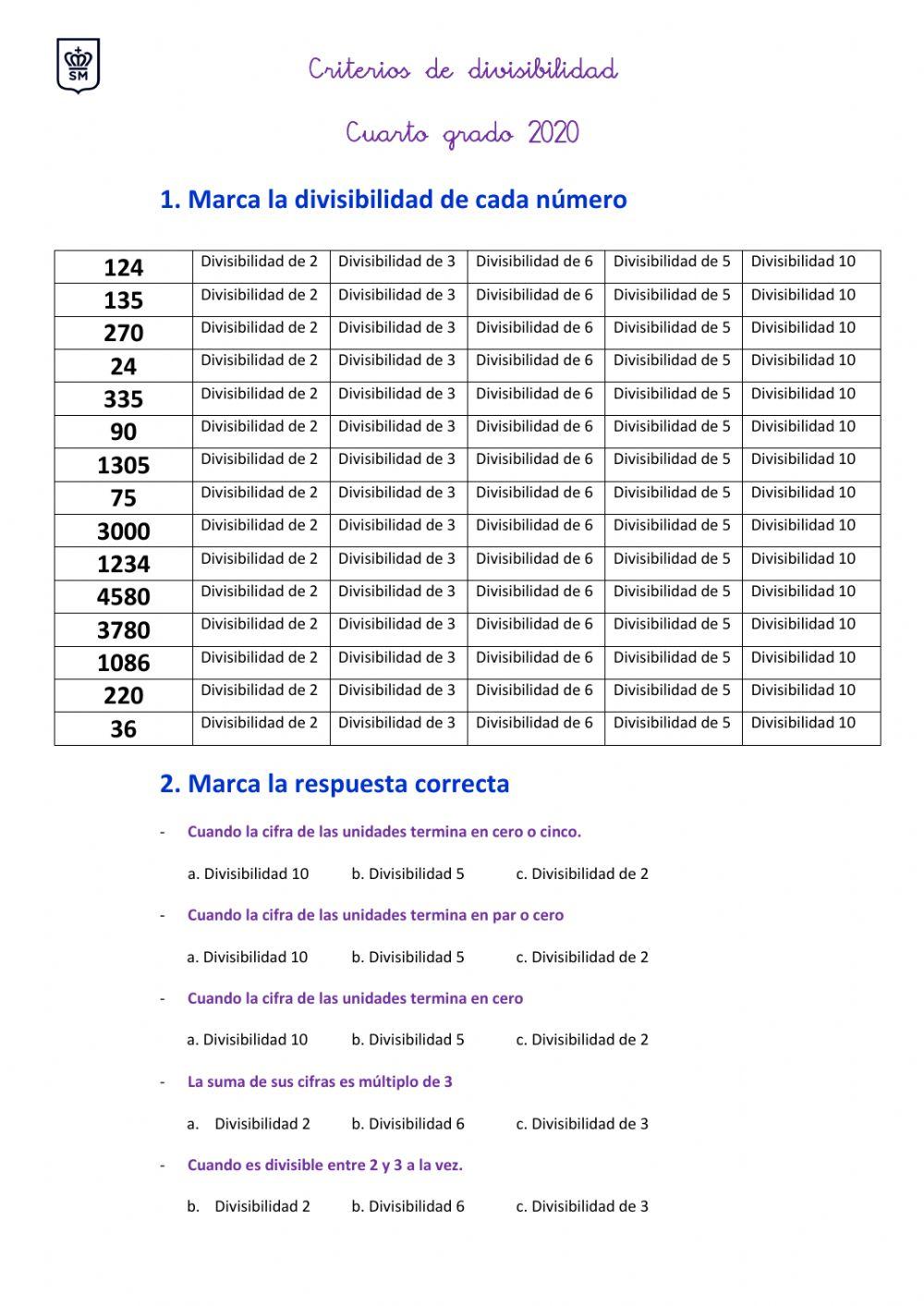 Criterios de divisibilidad