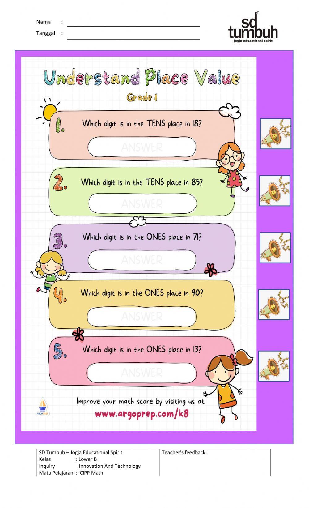 Review Place Value : Ones And Tens - B