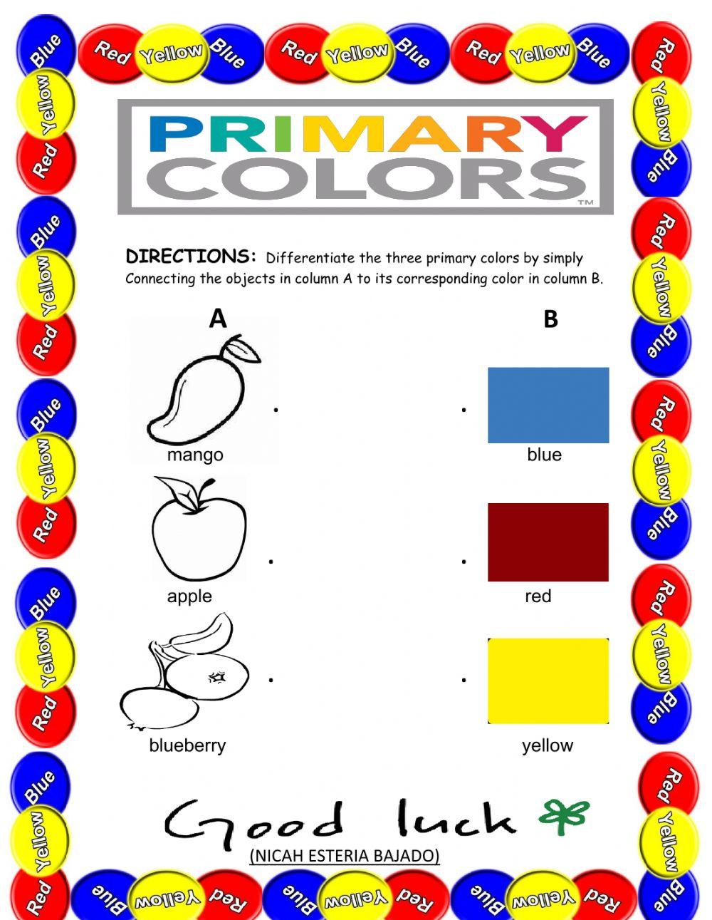 Training...INTERACTIVE WORSHEET 3 PRIMARY COLORS
