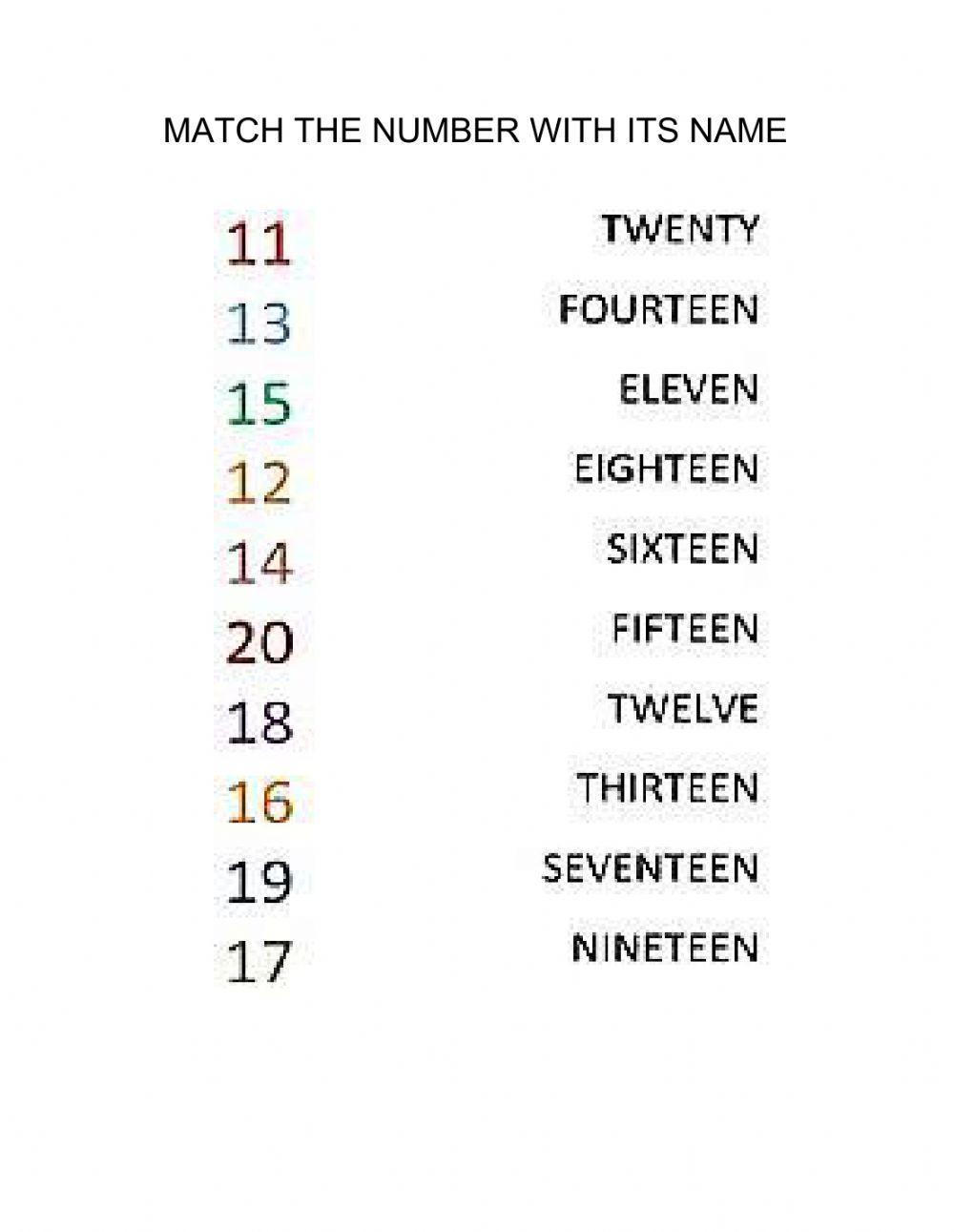 Numbers 11 - 20