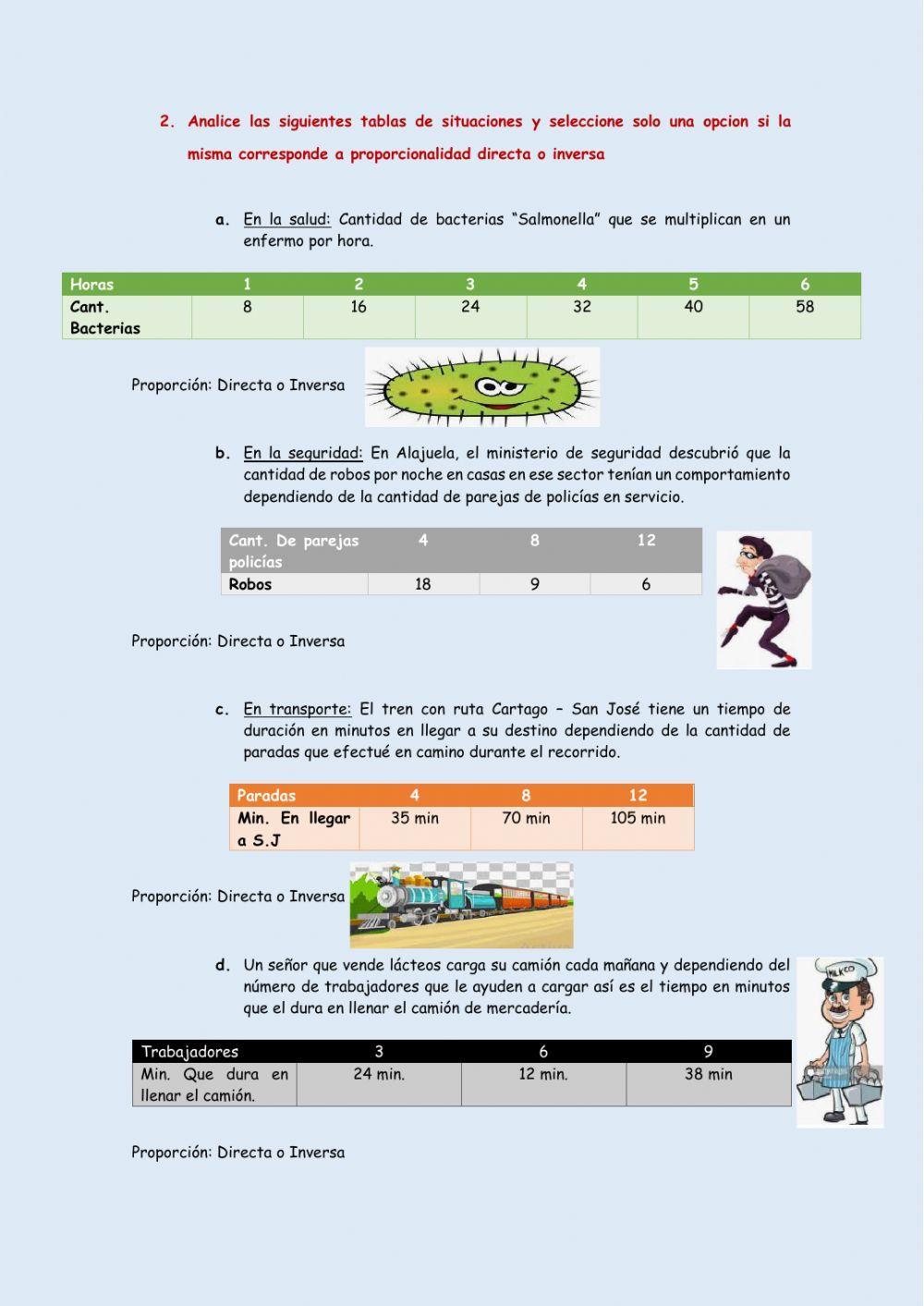 Proporcionalidad directa e inversa