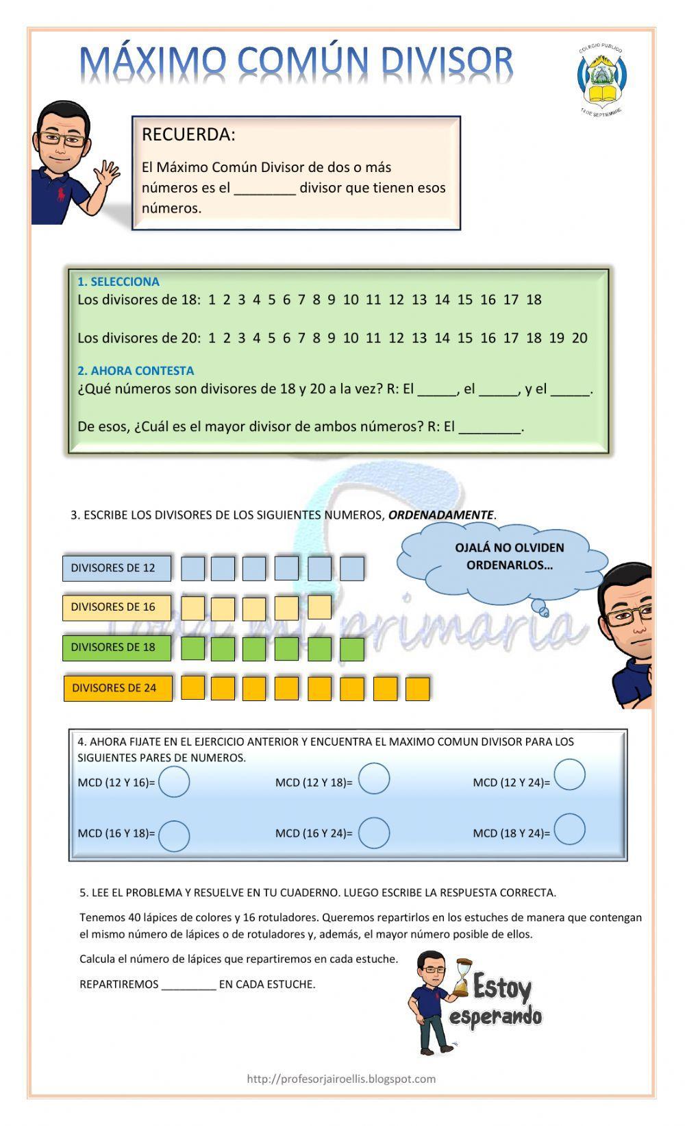 Máximo Común Divisor Máximo Común Divisor