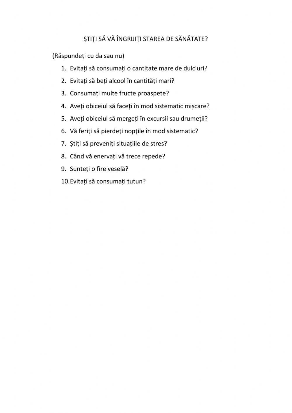Știți să vă îngrijiți de starea de sănătate?