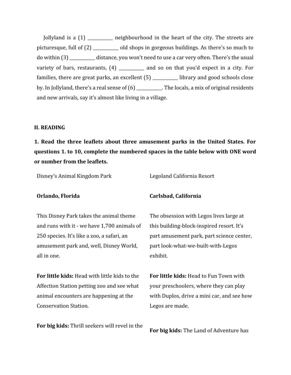 Lớp 9 - Kiểm tra 45 phút số 1 (Unit 1, 2, 3