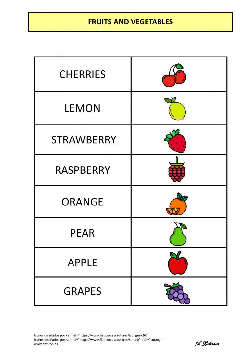 FRUITS AND VEGETABLES (listening)