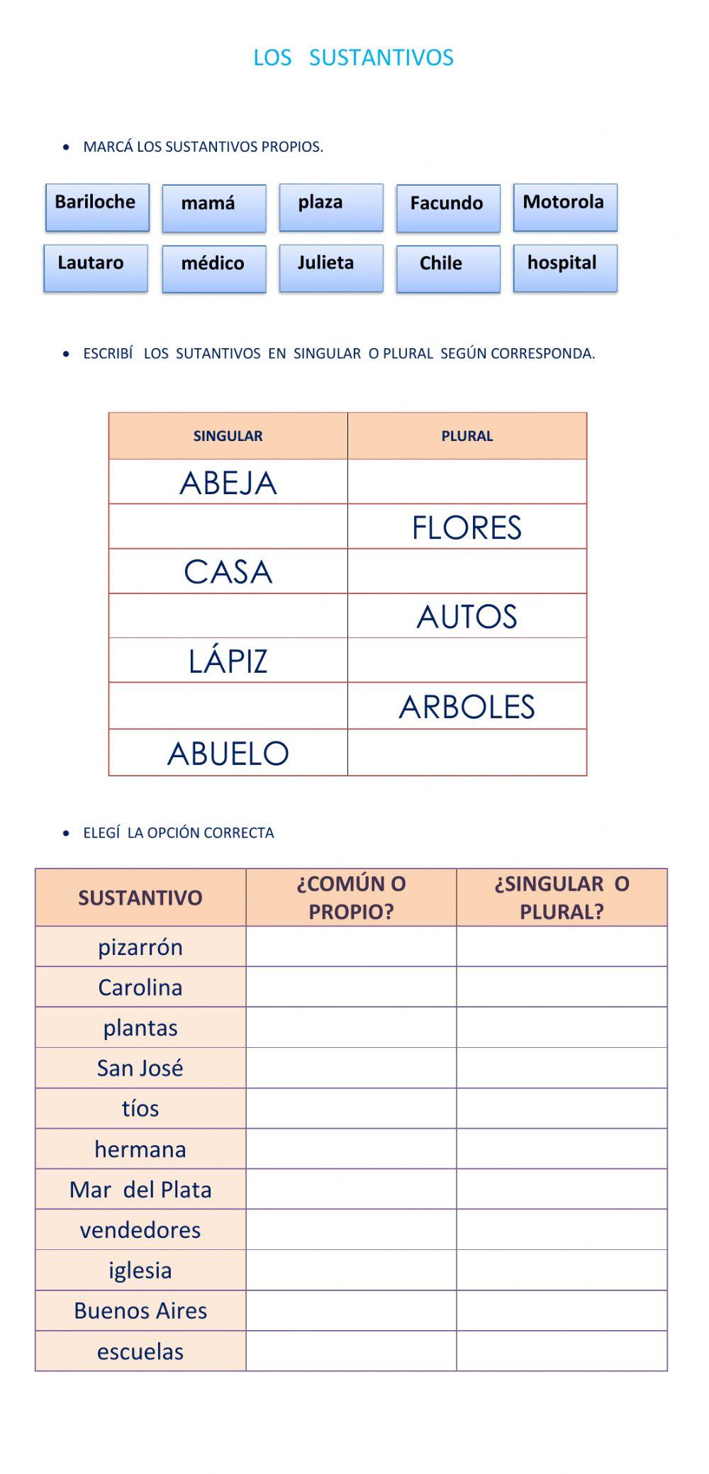 Los sustantivos - 1 DE SEPTIEMBRE