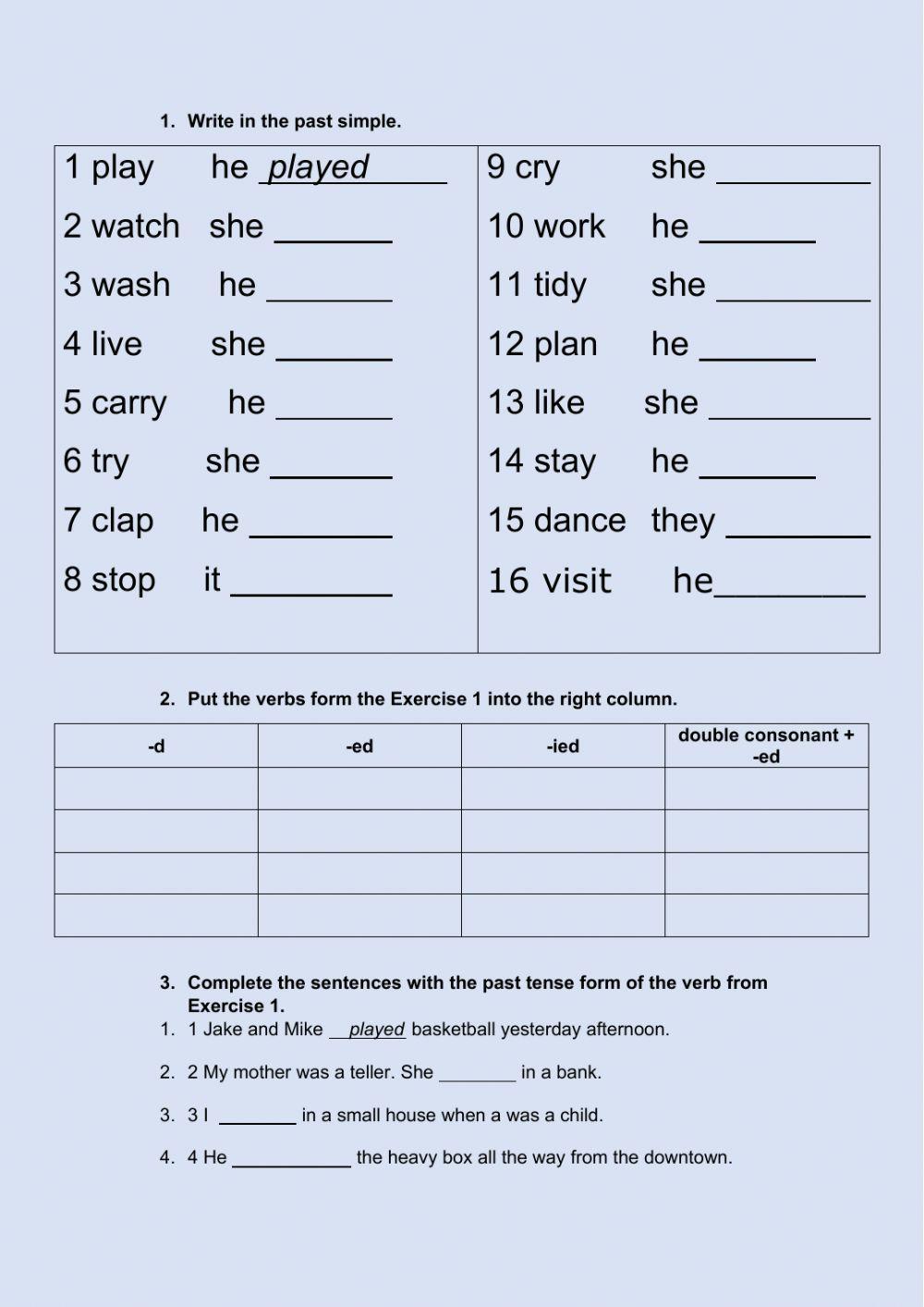 Simple past regular verbs