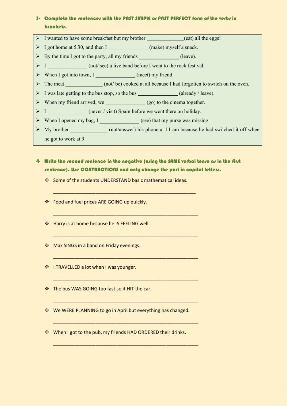 Present and past verbal tenses revision