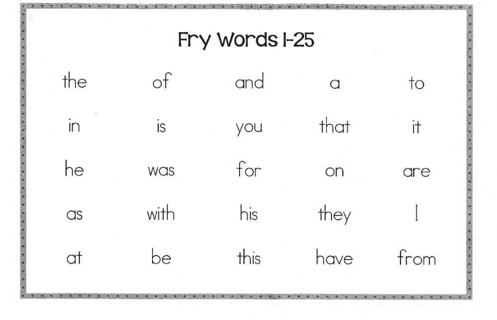 Fry Word List 1 (1-25)