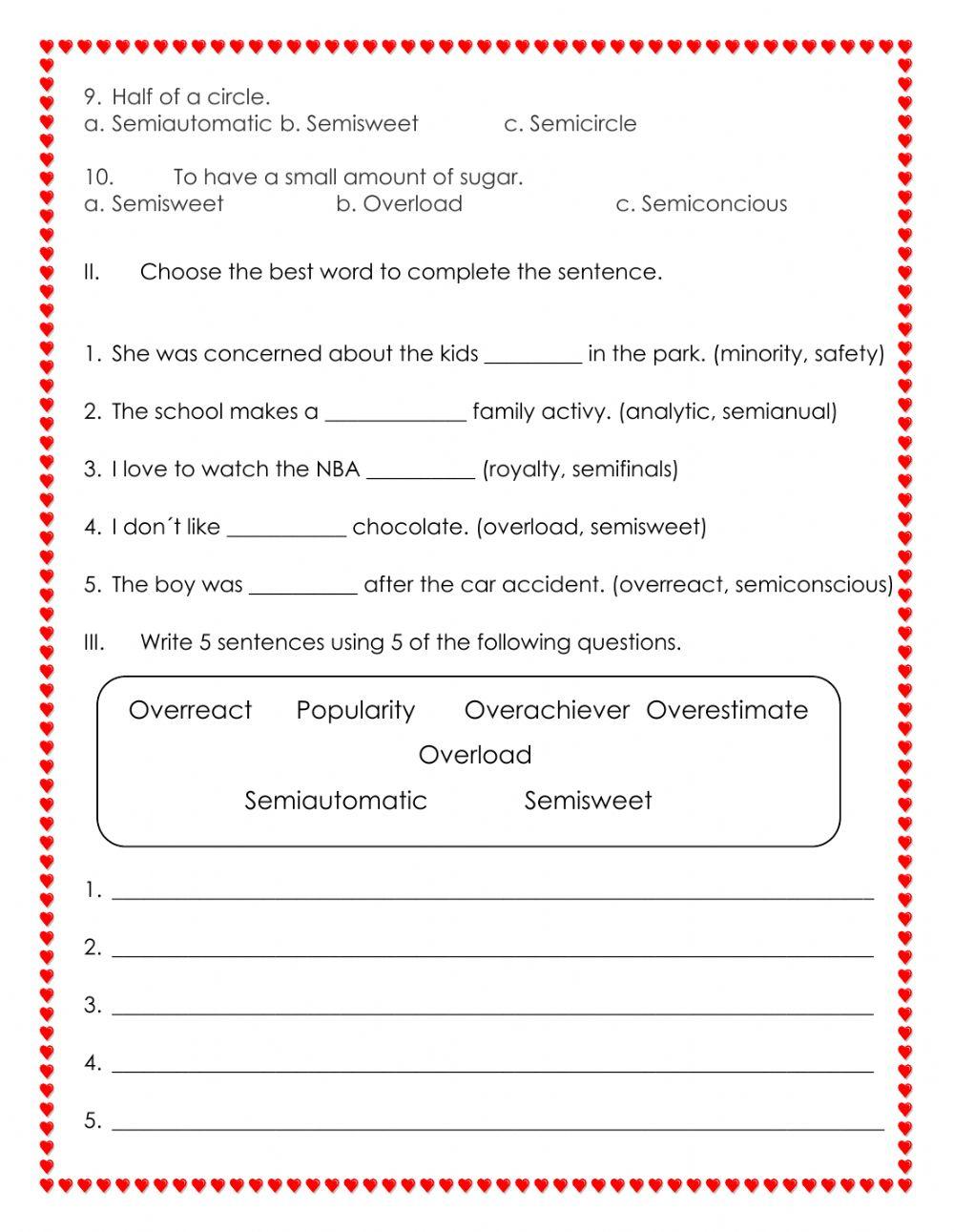 Prefixes and Suffixes