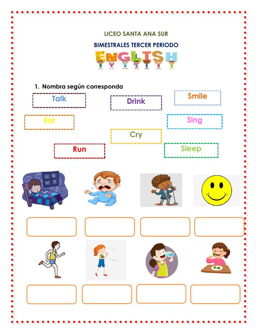 Evalucion ingles tercer periodo