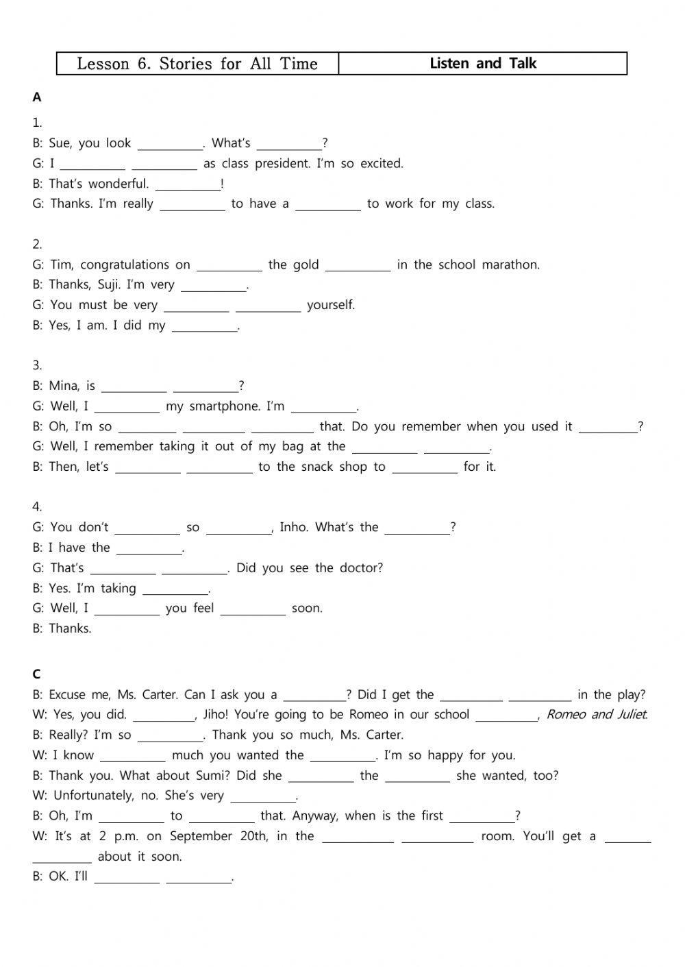 Lesson6 Listen and Talk Lesson6 Listen and Talk