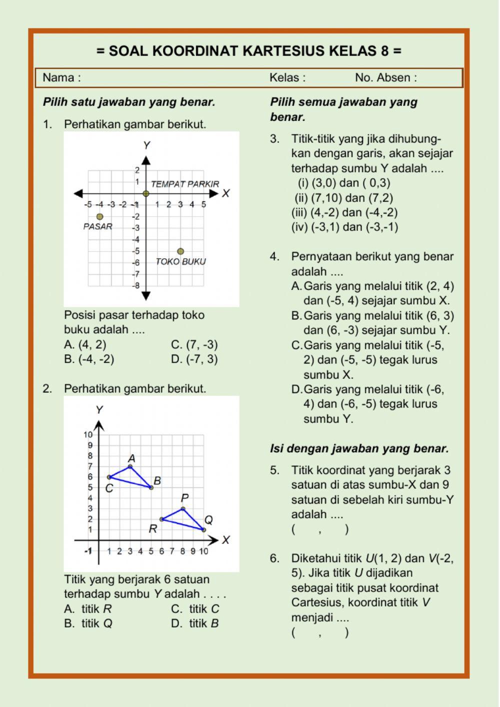 Soal Koordinat Kartesius