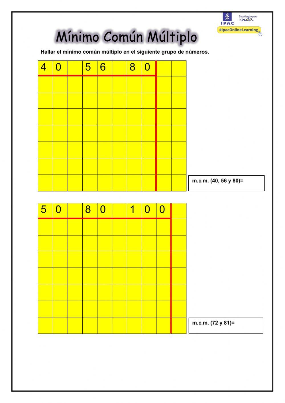 Mínimo común múltiplo