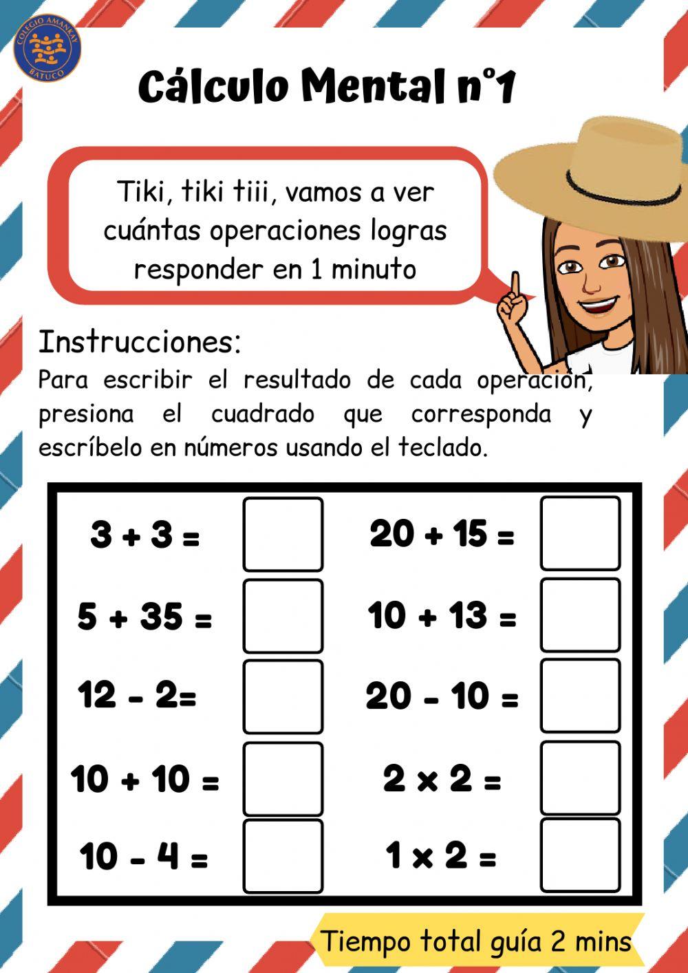 Cálculo Mental N°1-segundo básico